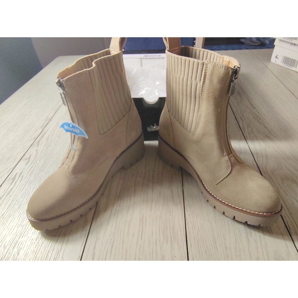 Aqua College Dream Sand Suede Waterproof Front Zip Lug Sole Ankle Boots Women 7